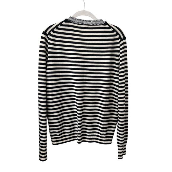 J Crew Wool Striped Harlow Tweed Trim Cardigan Women's L - Picture 3 of 8